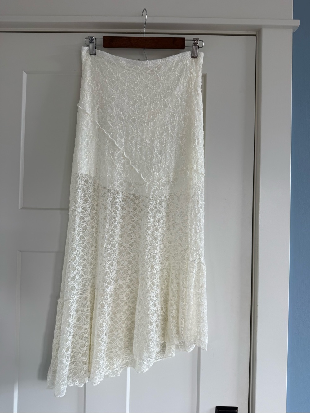 NWT Cottagecore See You Monday Cream Lace Asymmetric Tiered Skirt L